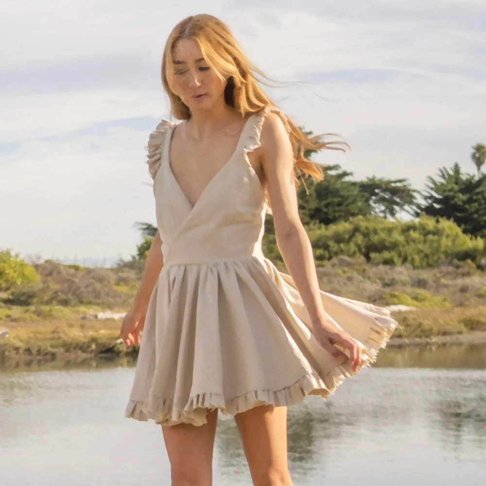 Alyssa Nicole Linen Ruffle Mini Dress - Picture 3 of 3